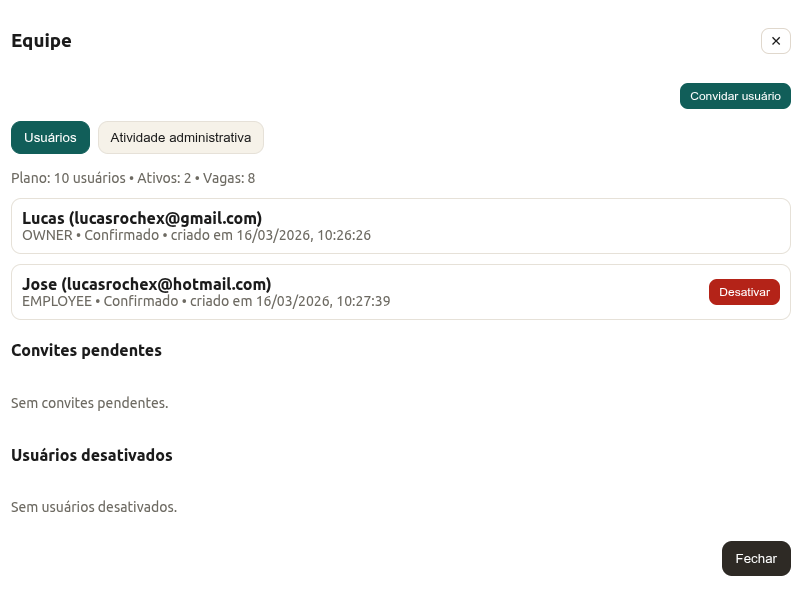 Gerenciamento de equipe